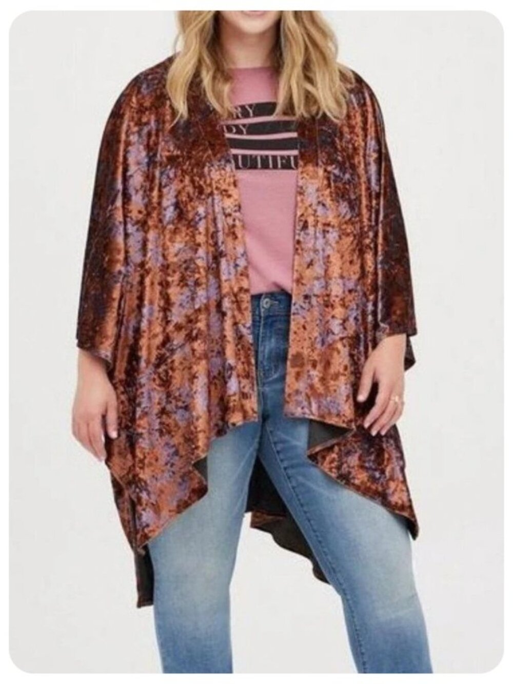 Torrid Velvet Kimono Dark Academia Ruana Duster sz OS